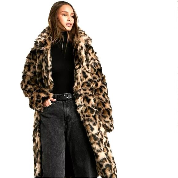 Premium Faux Fur Leopard Coat - Picture 1 of 4